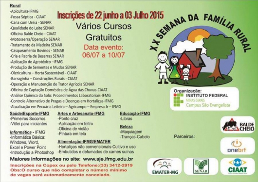 Começa nesta segunda a XX Semana da Família Rural no IFMG/SJE