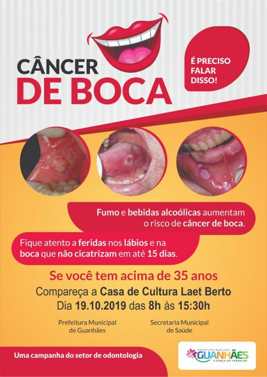 Campanha preventiva sobre o Câncer de Boca acontece amanhã em Guanhães