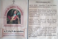 Festa de Santa Terezinha acontece neste final de semana em Senhora do Porto!