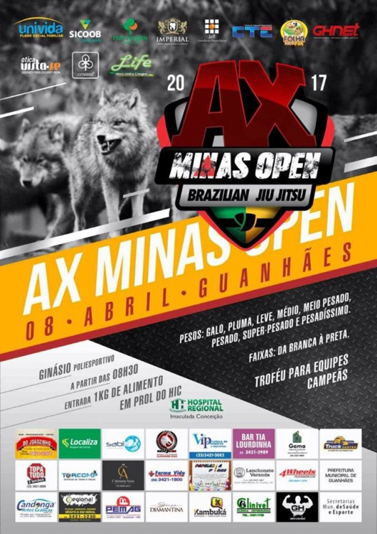Guanhães: Encerradas as inscrições para o AX Minas Open Brazilian Jiu-Jitsu 2017
