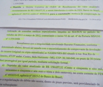 Prefeitura de Guanhães terá que devolver recursos do SUS