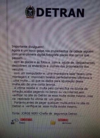 ATENÇÃO: &#039;Comunicado&#039; sobre falsas multas não foi emitido pelo Detran de Minas