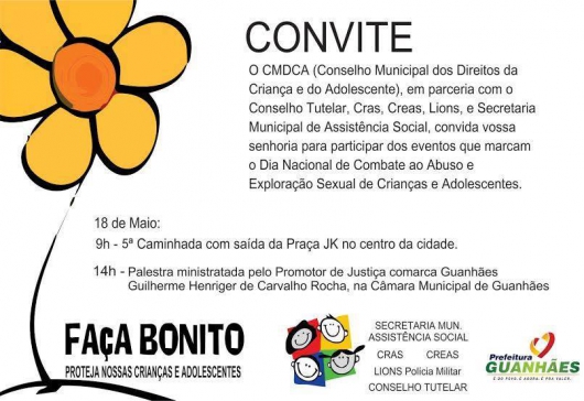 18 de maio: Guanhães participa de mais um ano do Combate à Exploração Sexual de Crianças e Adolescentes