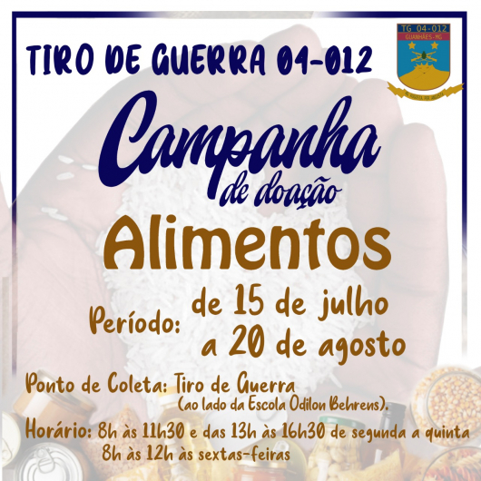 PARTICIPE DA CAMPANHA DE DOAÇÃO DE ALIMENTOS DO TG-04-012