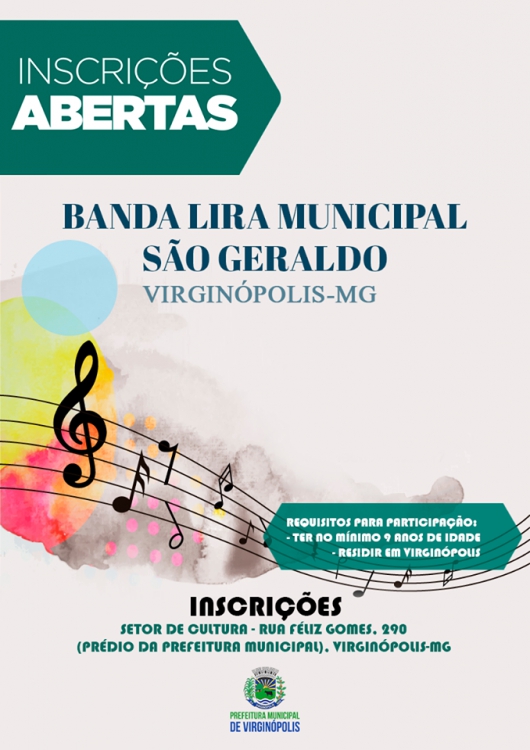Virginópolis abre inscrições para novas turmas da Banda Municipal Lira de São Geraldo