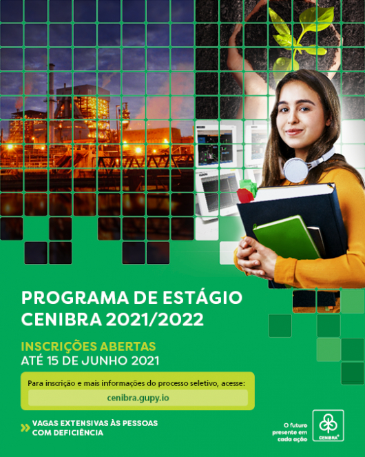 OPORTUNIDADE: CENIBRA abre inscrições para o Programa de Estágio 2021/2022