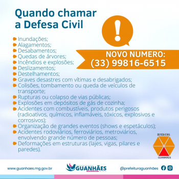 GUANHÃES: INMET emite alerta laranja sinalizando alto grau de severidade nas chuvas previstas para esta segunda e terça-feira