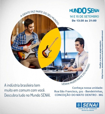 Mundo Senai promove atividades gratuitas em Conceição do Mato Dentro