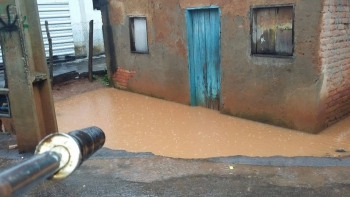Moradora do Beco Geraldo Sabino registra cobra em meio a inundação