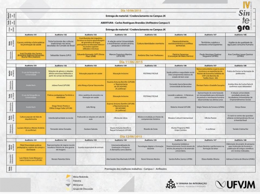 Diamantina: Publicada a programação cultural da IV Semana da Integração: Ensino, Pesquisa e Extensão da UFVJM