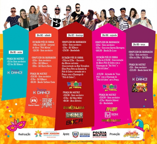 Mais uma cidade da região divulga programação do Carnaval 2019