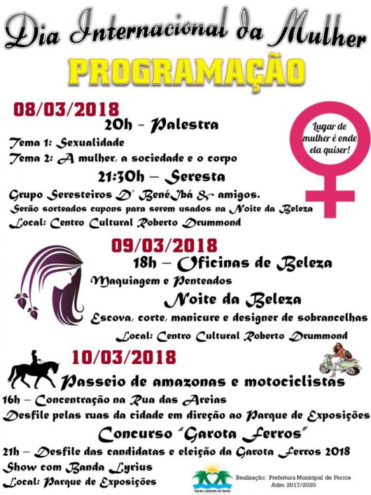 Prefeitura Municipal de Ferros realiza programação especial comemoração ao Dia da Mulher