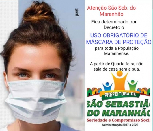 São Sebastião do Maranhão decreta uso obrigatório de máscaras na cidade