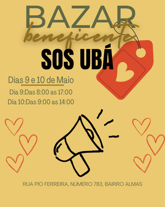 Volunt&aacute;rios de Guanh&atilde;es promovem Bazar Beneficente em apoio a institui&ccedil;&otilde;es atingidas pelas enchentes em Ub&aacute;
