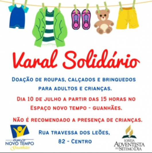 Espaço Novo Tempo realiza mais uma edição do ‘Varal Solidário’ em Guanhães