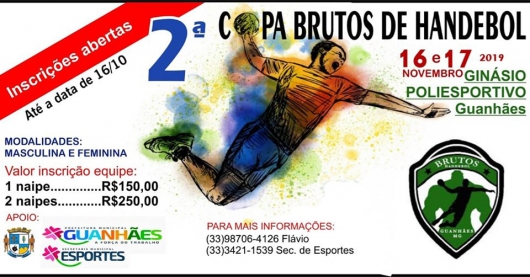 ESPORTE: Inscrições para a 2ª Copa Brutos de Handebol em Guanhães terminam hoje