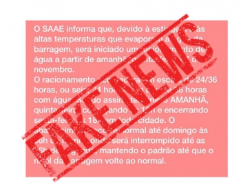#FAKENEWS: Informação sobre volta do racionamento em Guanhães é falsa!