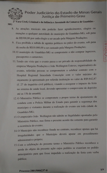 Justiça autoriza a realização da Festa dos 140 anos de Guanhães