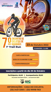 1º TRAIL RUN: Guanhães vai sediar 7º Encontro de Ciclistas em outubro