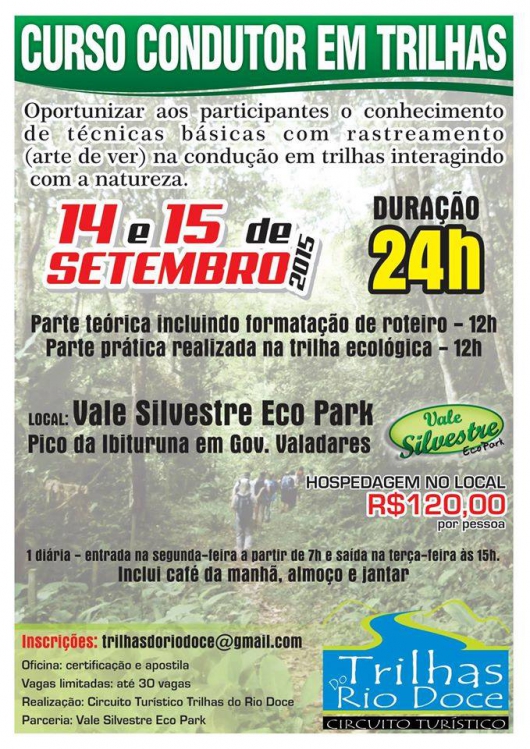 Circuito Trilhas do Rio Doce oferece curso gratuito em Governador Valadares