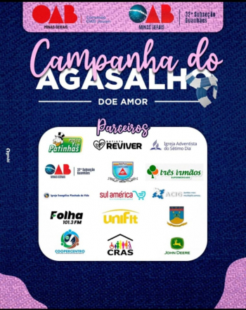 Distribuição dos agasalhos arrecadados na Campanha da OAB Guanhães acontece neste sábado