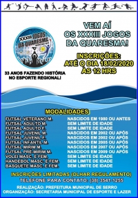 Serro est&aacute; com inscri&ccedil;&otilde;es abertas para o 33&ordm; Jogos da Quaresma