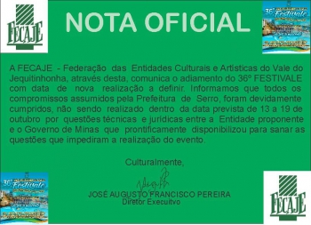 36° Festivale em Serro é adiado