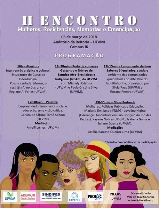 DIA DA MULHER: UFVJM vai promover o ‘2º Encontro Mulheres, Resistências, Memórias e Emancipação’