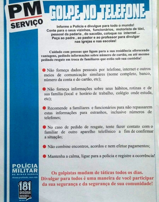Golpes telefônicos voltam a ser aplicados em Guanhães