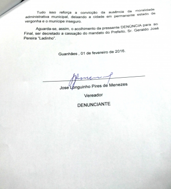 Nas mãos da Câmara: Longuinho oferece denúncia contra atos de improbidade do prefeito e Legislativo diz sim ao início do processo que poderá levar ao impeachment de Ladinho