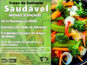 Inscrições para Curso de Culinária Saudável estão abertas em Guanhães