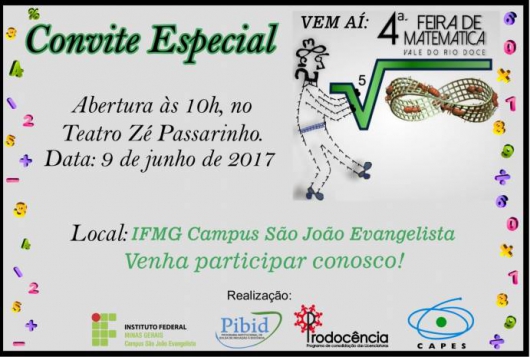 IV Feira de Matemática do Vale do Rio Doce acontece nesta sexta no IFMG/SJE