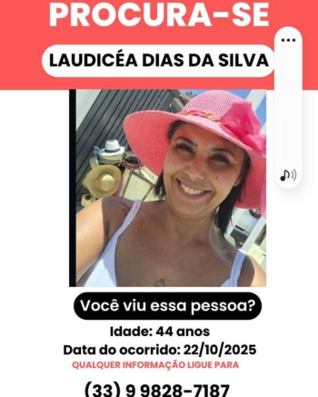 Familiares procuram pela guanhanense Laudicéa Dias da Silva desaparecida há mais de 30 dias em São Paulo – SP