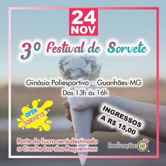 3º Festival de Sorvete acontece no próximo domingo em Guanhães