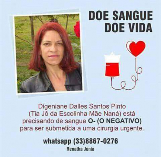 Solidariedade: Guanhanense precisa de doações de sangue para realização de uma cirurgia