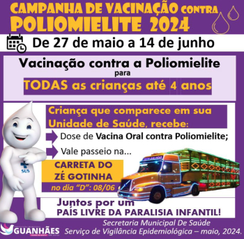 Última semana da campanha de vacinação contra Poliomielite