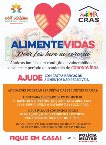 Dom Joaquim lança campanha “AlimenteVidas” com objetivo de ajudar famílias necessitadas durante a Pandemia