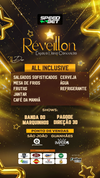 Quer passar uma virada de ano em grande estilo? Ent&atilde;o adquira j&aacute; o seu ingresso para o R&eacute;veillon All Inclusive no Espa&ccedil;o Dona Concei&ccedil;&atilde;o em S&atilde;o Jo&atilde;o Evangelista