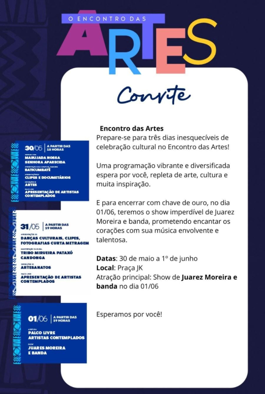 Encontro das Artes começa nesta quinta-feira (30) em Guanhães