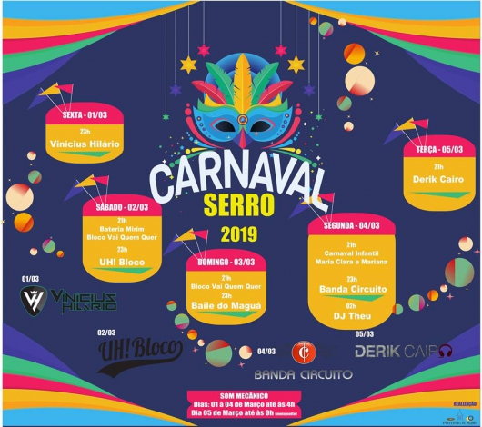 Serro divulga programação completa do Carnaval 2019
