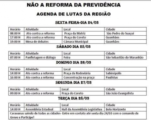 Mobilização contra a reforma da previdência ganha força em Guanhães e região