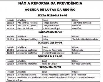 Mobiliza&ccedil;&atilde;o contra a reforma da previd&ecirc;ncia ganha for&ccedil;a em Guanh&atilde;es e regi&atilde;o