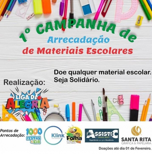 Liga da Alegria realiza 1ª Campanha de Arrecadação de Materiais Escolares em Guanhães