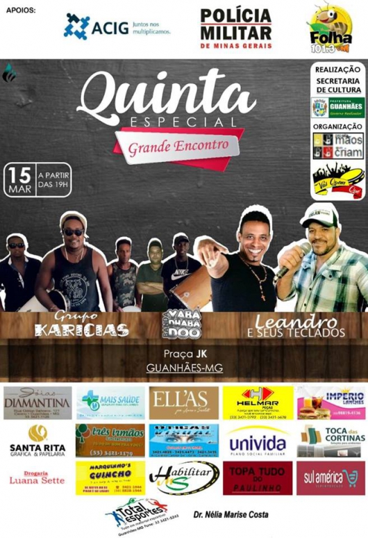 Hoje é dia de Quinta na Praça especial “Grande Encontro”! Confira as atrações da noite