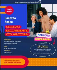 CONEXÃO SENAC: Ainda há vagas para a palestra “Como liderar equipes multigeracionais” que será oferecida gratuitamente nesta quinta (06) em Guanhães