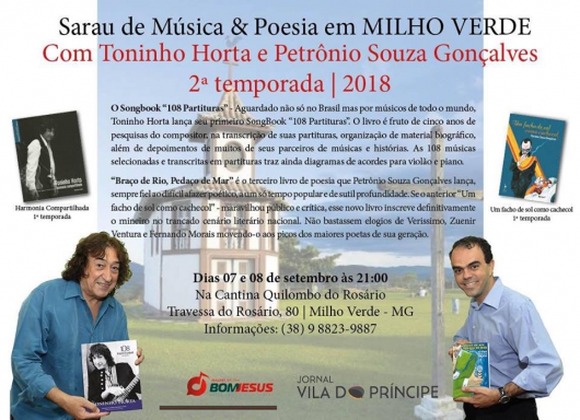 Milho Verde recebe 2ª temporada de Sarau de Música e Poesia