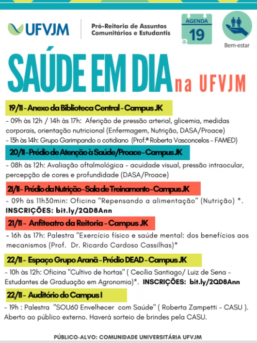 DIAMANTINA: UFVJM realiza evento sobre saúde