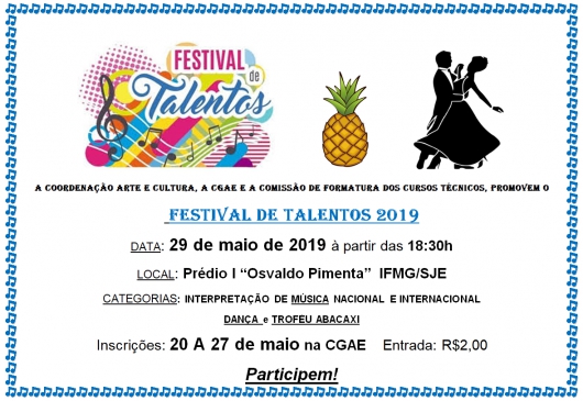 IFMG/SJE vai realizar Festival de Talentos 2019