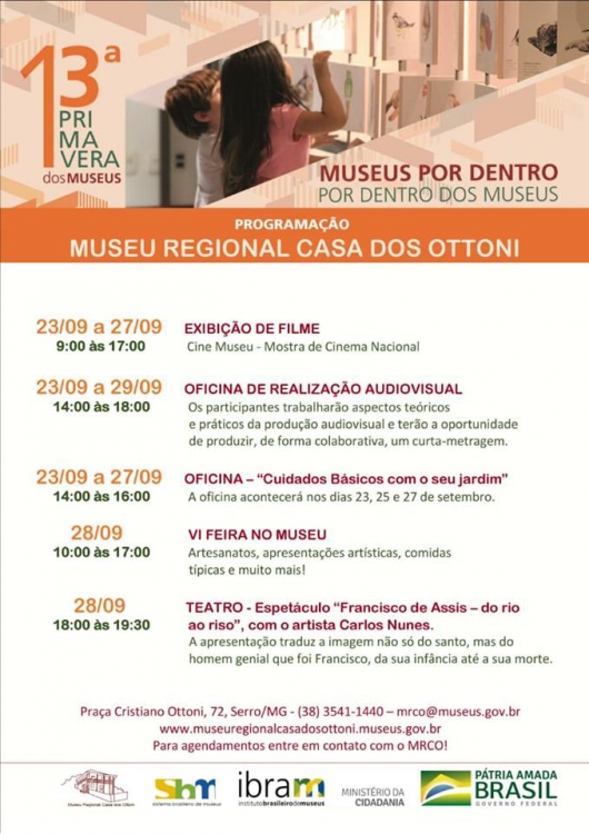 13ª PRIMAVERA DOS MUSEUS: Confira a programação do Museu Regional Casa dos Otoni, no Serro
