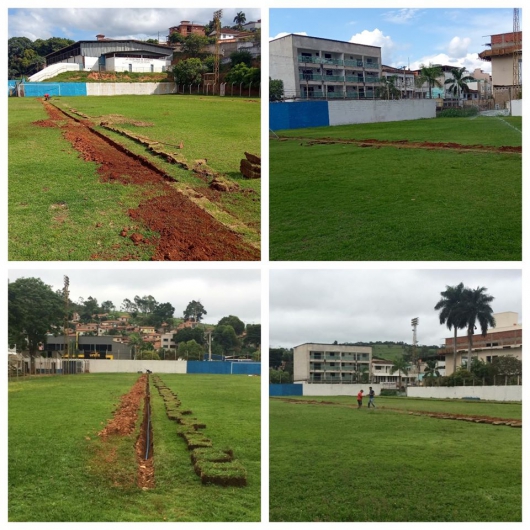 GUANHÃES: Estádio Caldeirão ganha sistema de irrigação subterrânea